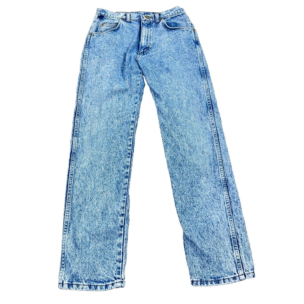 Vintage Wrangler Jeans comfort Men 28x30 Straight Leg Acid Wash Made In USA 80s